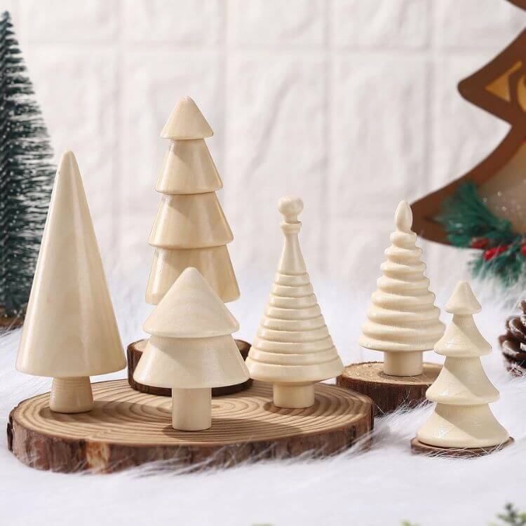 Wooden Christmas Tree Figurines