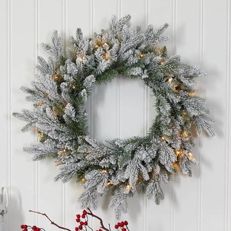 Flocked Artificial Christmas Wreath