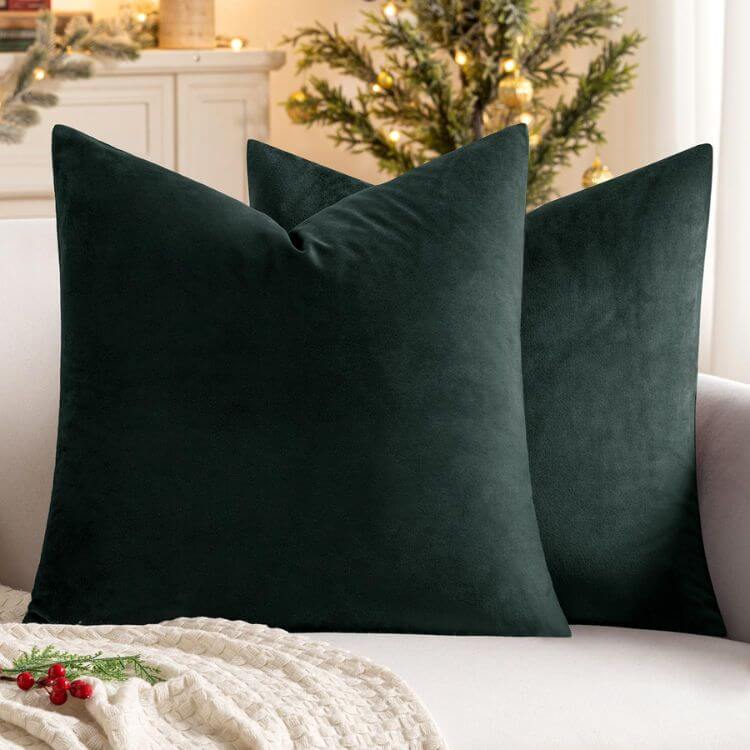Green Velvet Pillow Cover Set