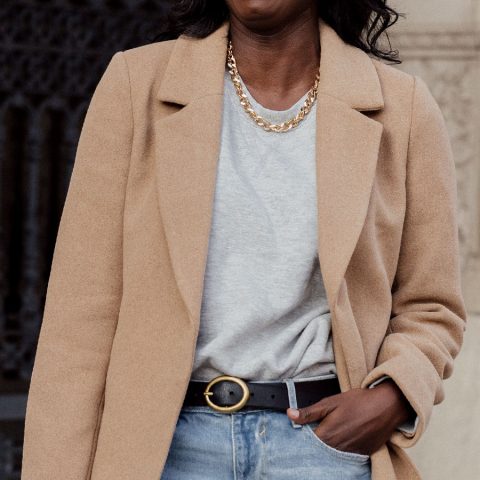 dress up a grey sweater