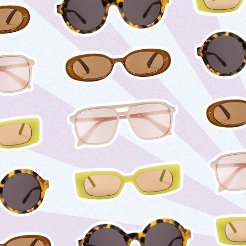 sunglasses on starburst background pattern