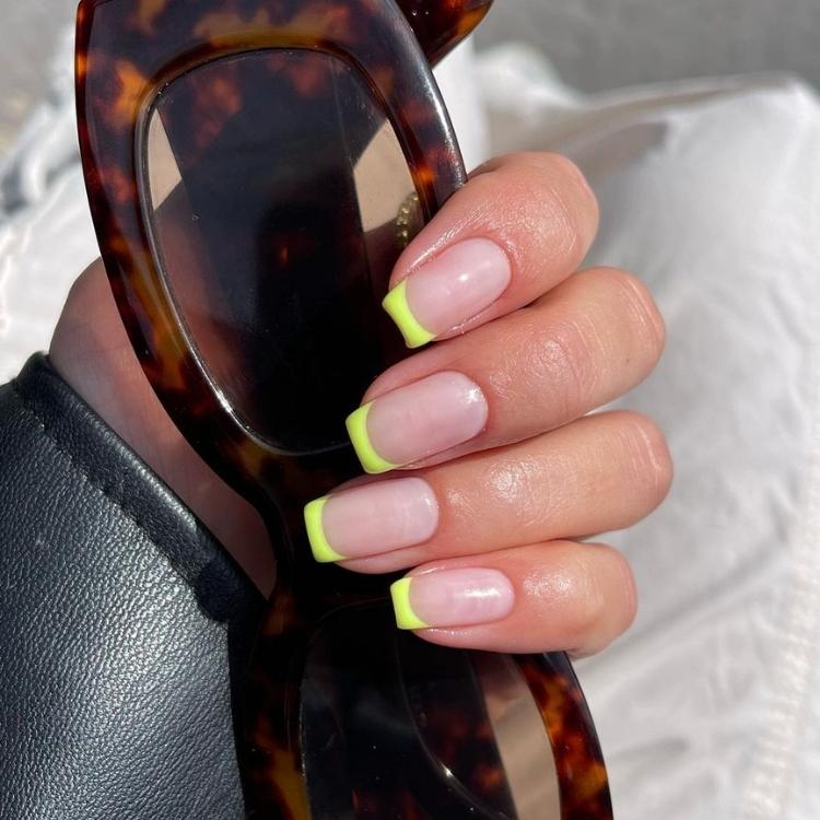 neon french nails