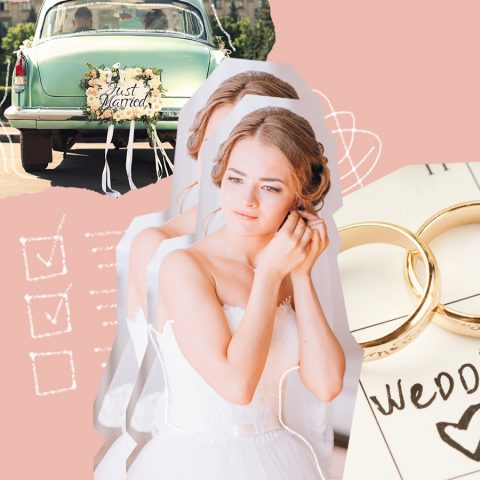 bride getting ready, wedding date, and bridal car