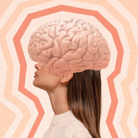 brain on top of woman's head