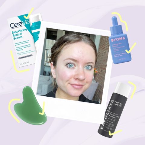 woman's face and beauty products