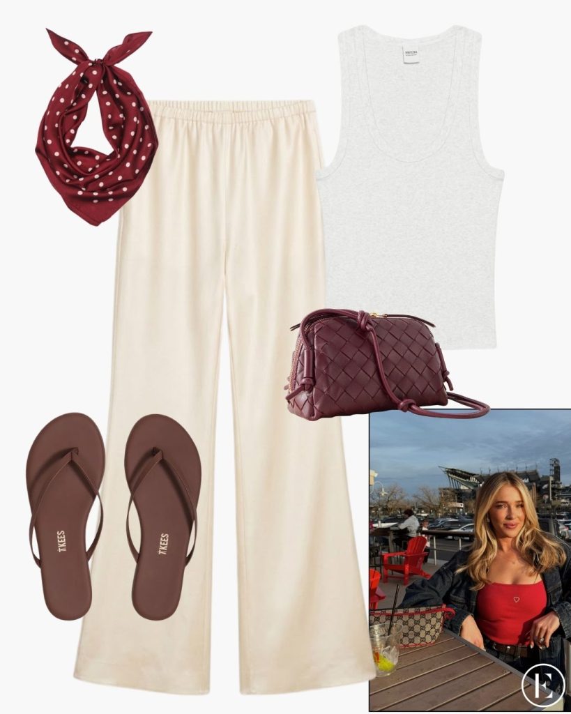 silk pants and tank outfit