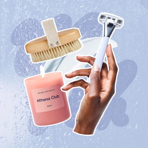 razor in hand, dry brush and candle