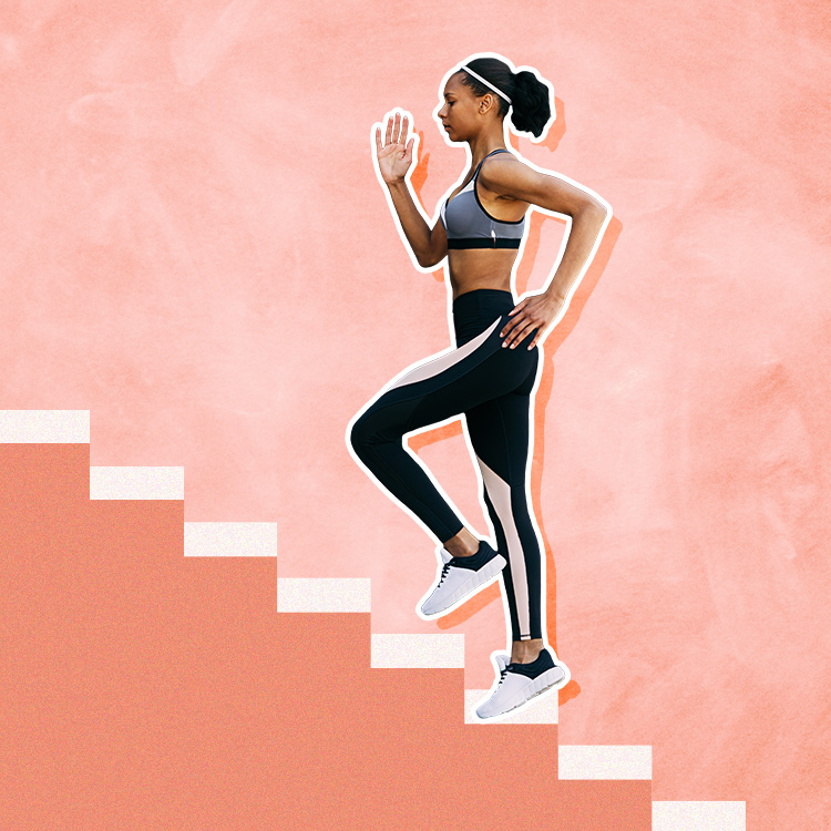 woman climbing stairs