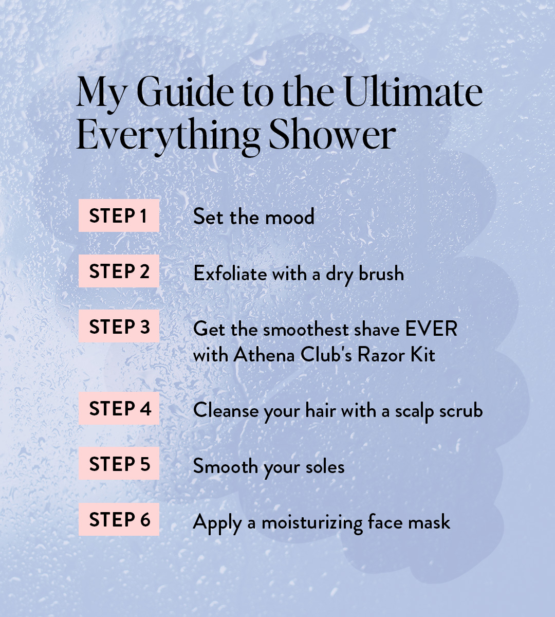 list of shower steps