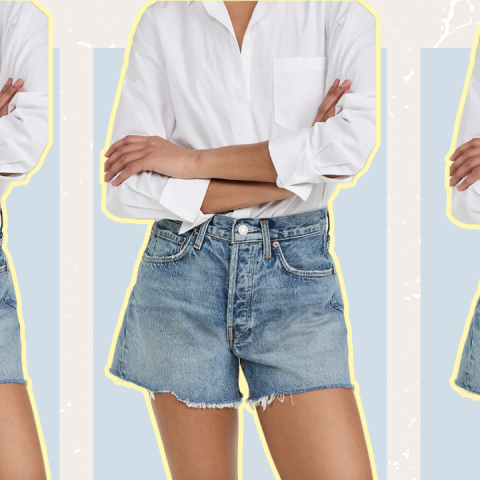 high-waisted denim shorts