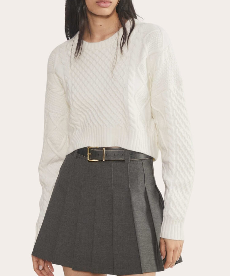 Cable-Knit Cropped Sweater