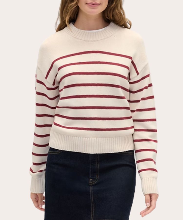 Relaxed Stripe Cropped Sweater