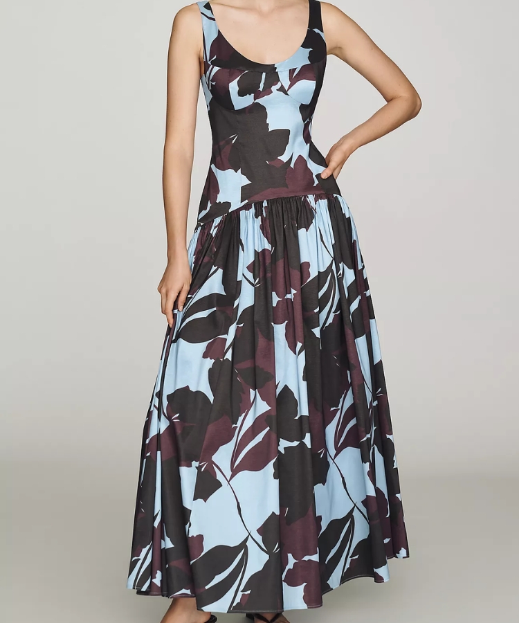 Fern Block-Print Maxi Dress