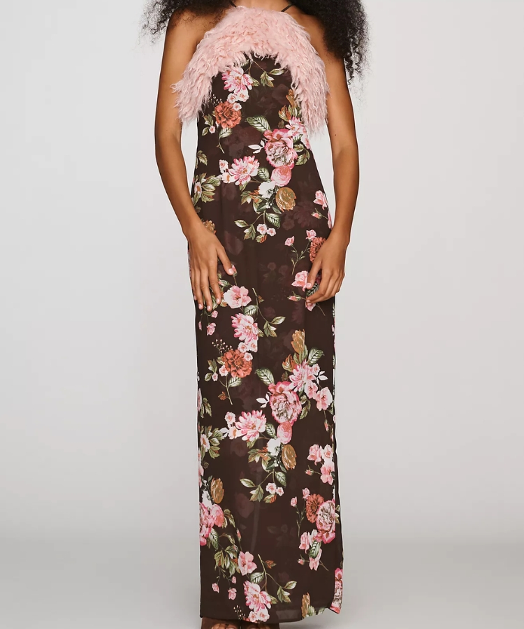 Jeffries Faux Fur Halter Dress