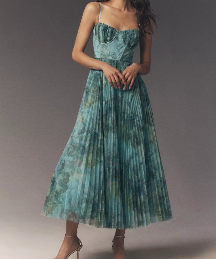 Amara Corset Pleated Dress