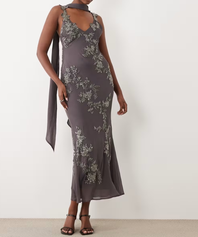 Floral Embellised Midaxi Dress