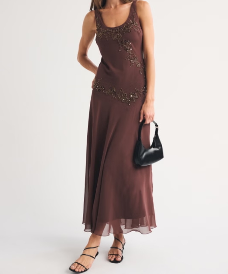 Bra-Free Embellished Scoop Neck Maxi Dress