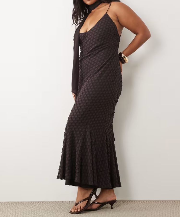 Bias Cut Plunge Cami Maxi Dress