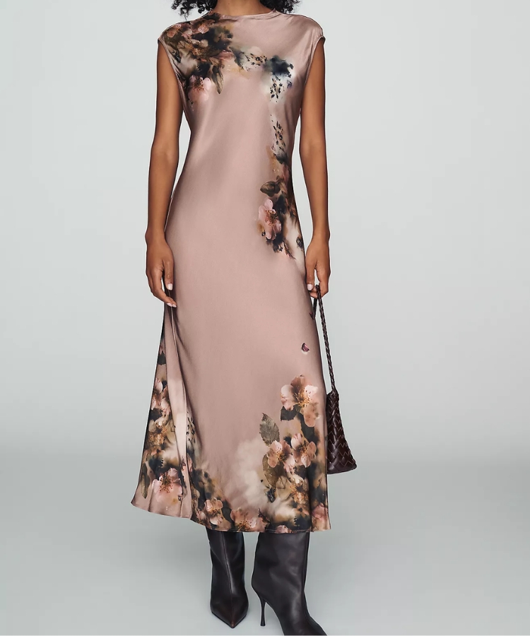 Charlette Mock-Neck Midi Slip Dress