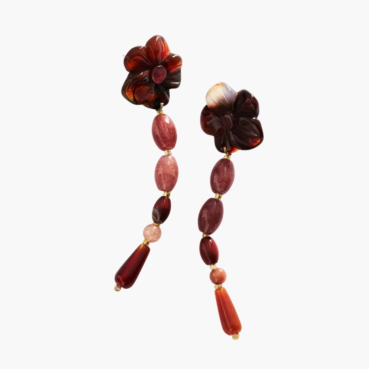 Floral Stone Drop Earrings