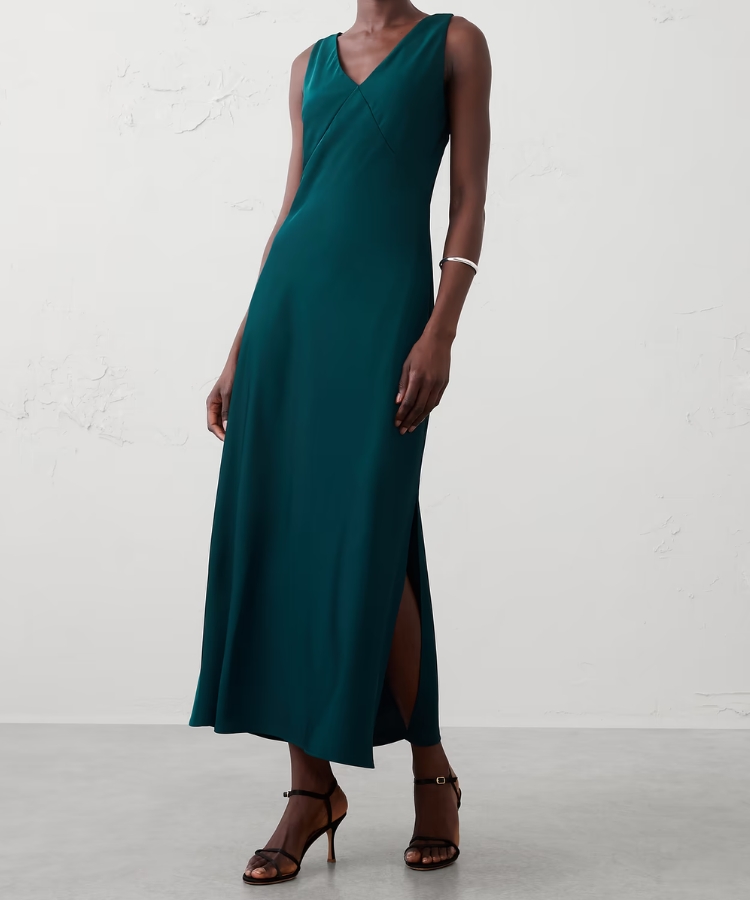 Bias-Side Slit Maxi Dress