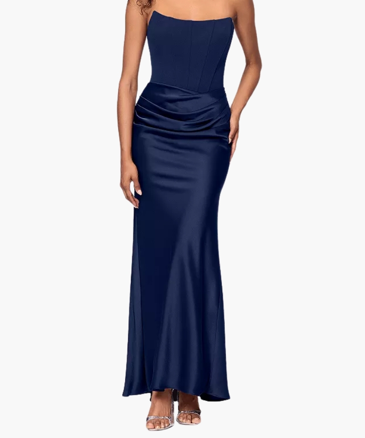 Long Scuba Strapless Gown