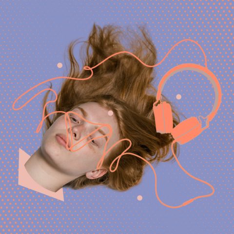 woman with headphones