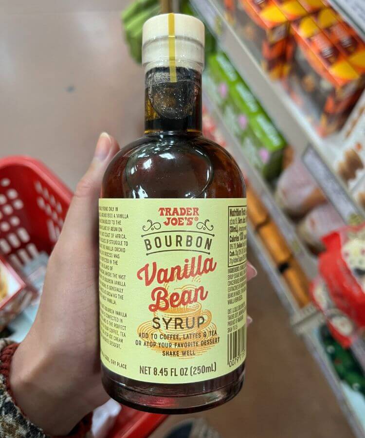trader joe's thanksgiving items bourbon vanilla syrup