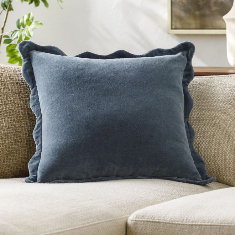 Scalloped Edges Cotton Throw Pillow