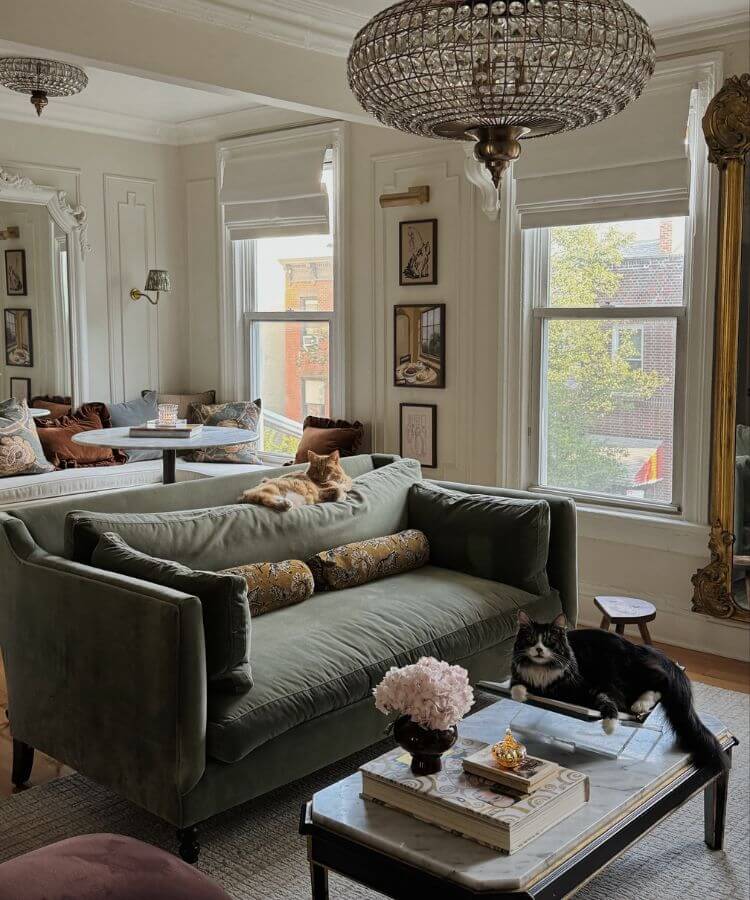 green sofa