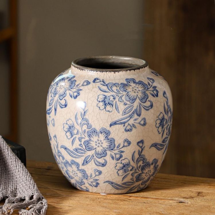 Blue and White Floral Vase