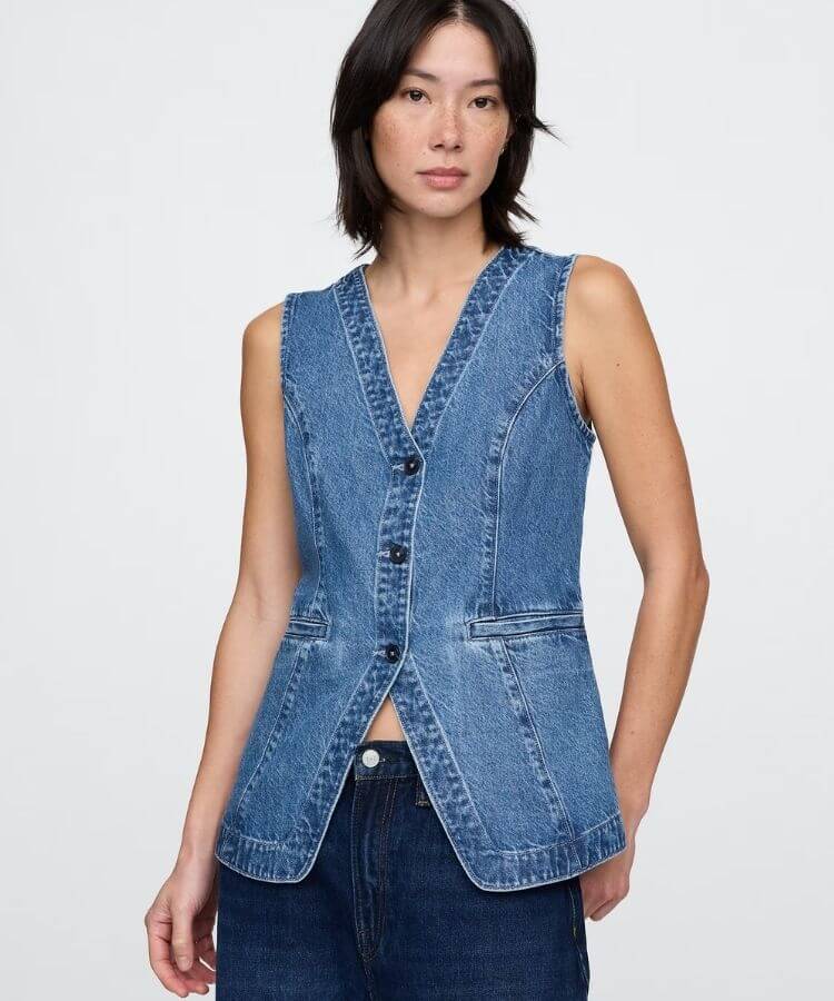 Longline Denim Vest