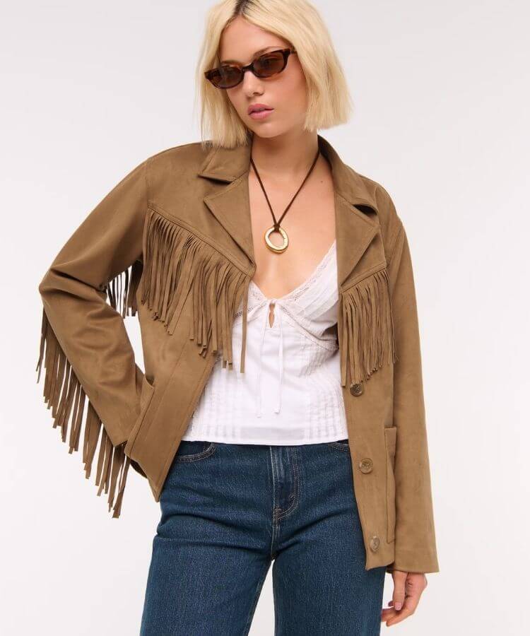 Vegan Suede Fringe Jacket