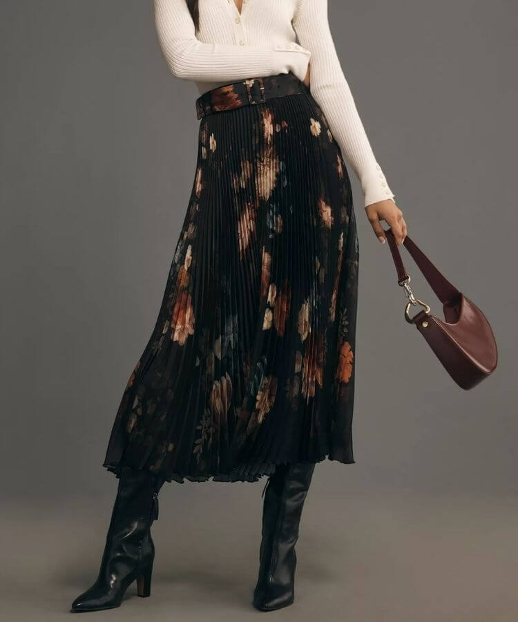 Pleated Midi Skirt