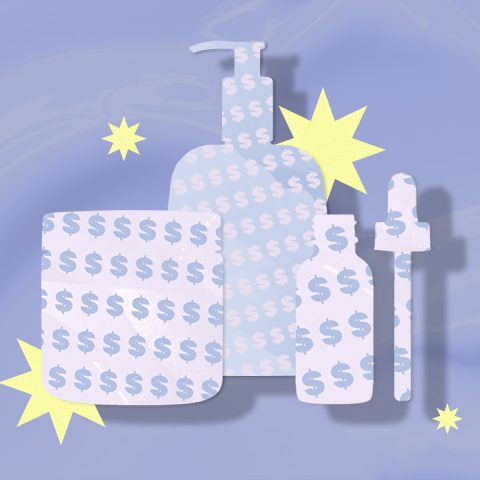 skincare bottles with dollar signs