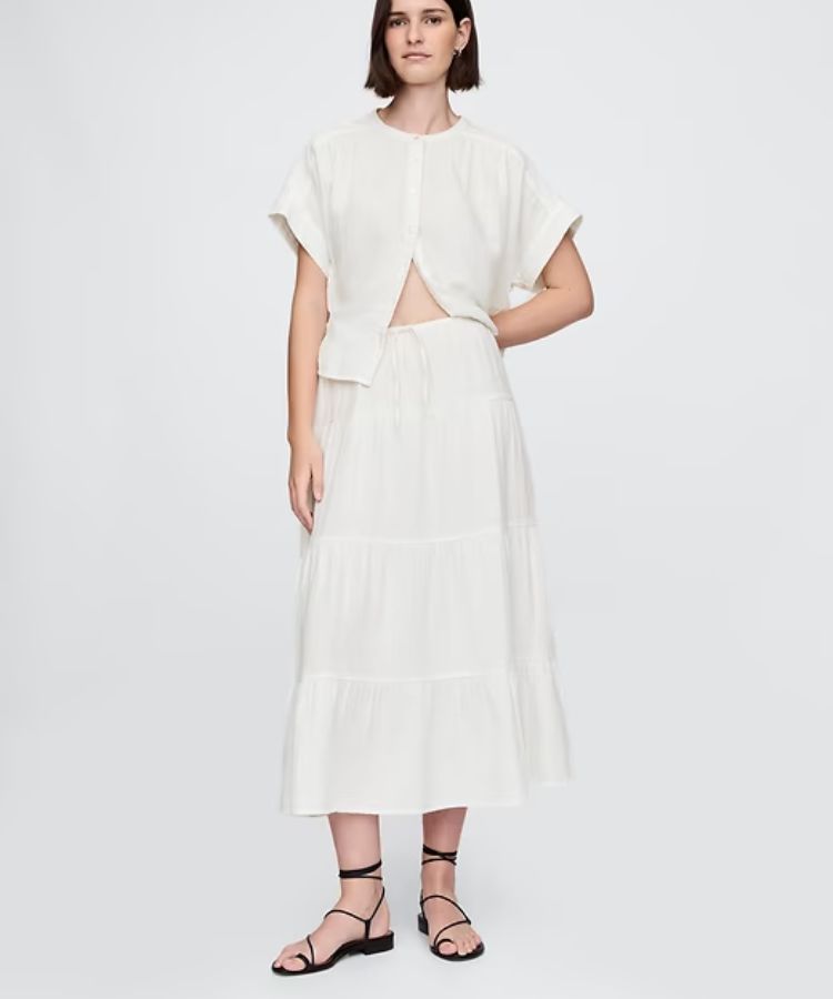 Cotton Tiered Maxi Skirt