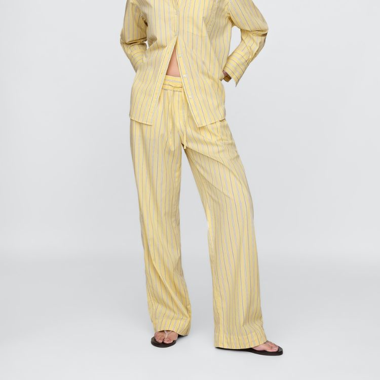 Organic Cotton Poplin Wide-Leg Pants