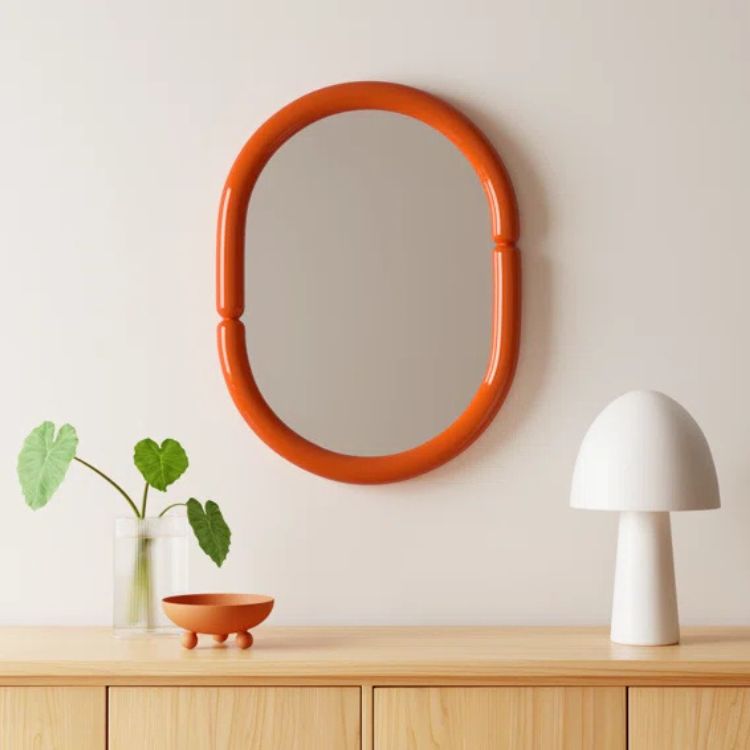 Wood Oval Wall Mirror