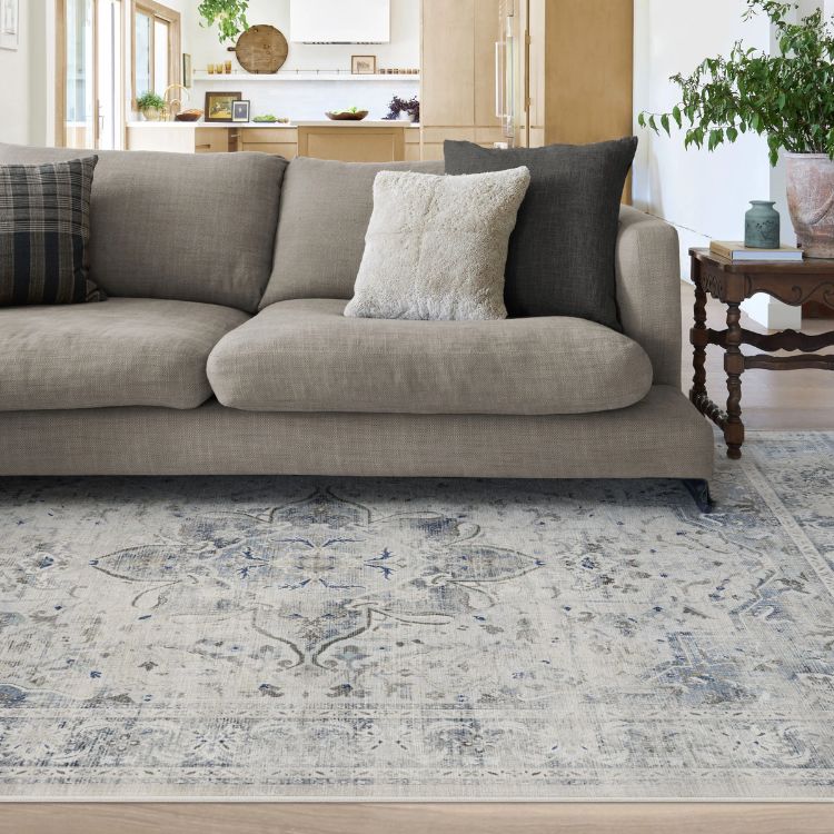 Blue Quartz Machine-Washable Rug
