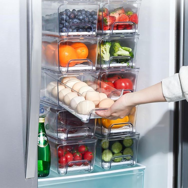 4-Pack Refrigerator Drawer Organizer Bins