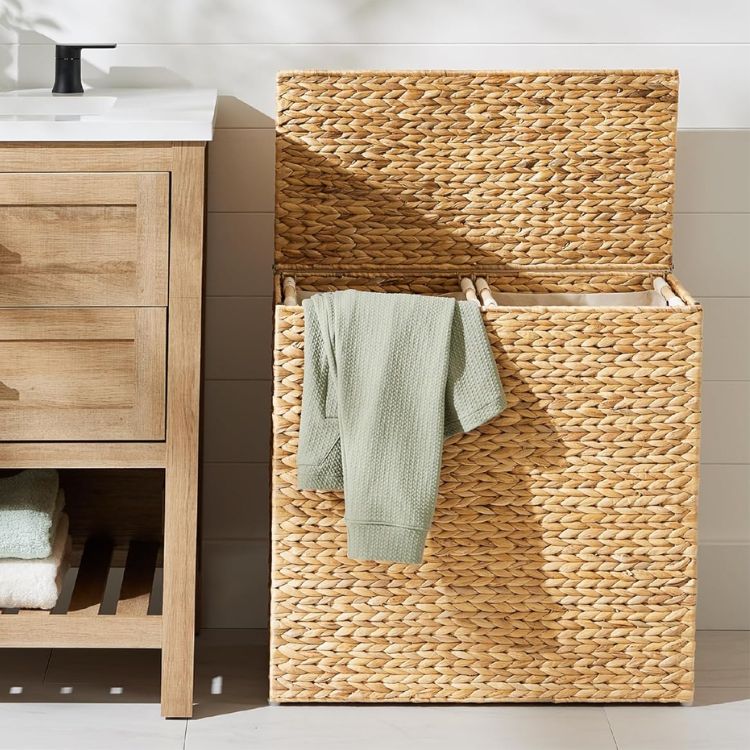 Double Laundry Hamper with Lid