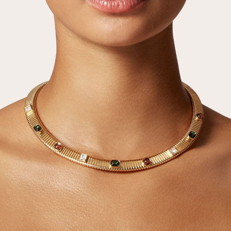 Stone Snake Chain Necklace 