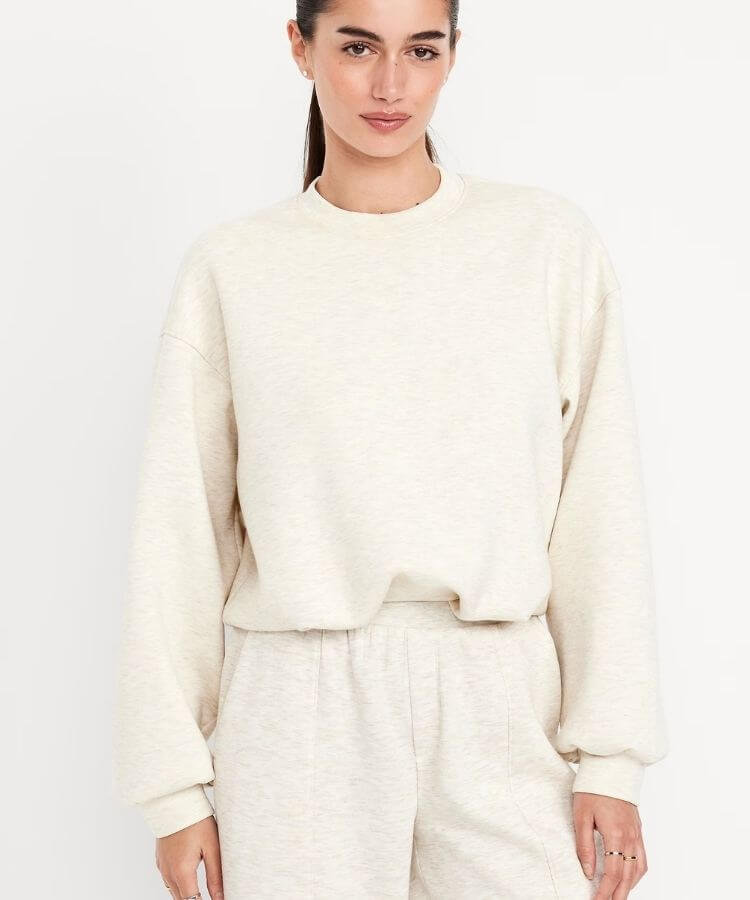 Fleece Bubble-Hem Sweatshirt