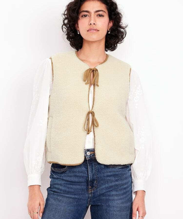Tie-Front Sherpa Vest