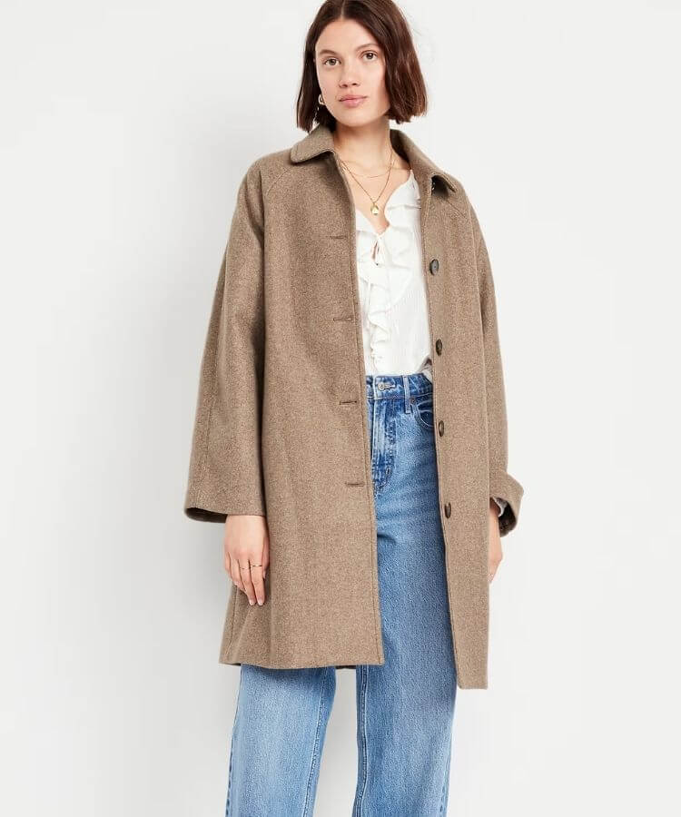 Button-Front Mac Coat