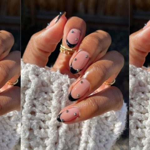 black french tip nails