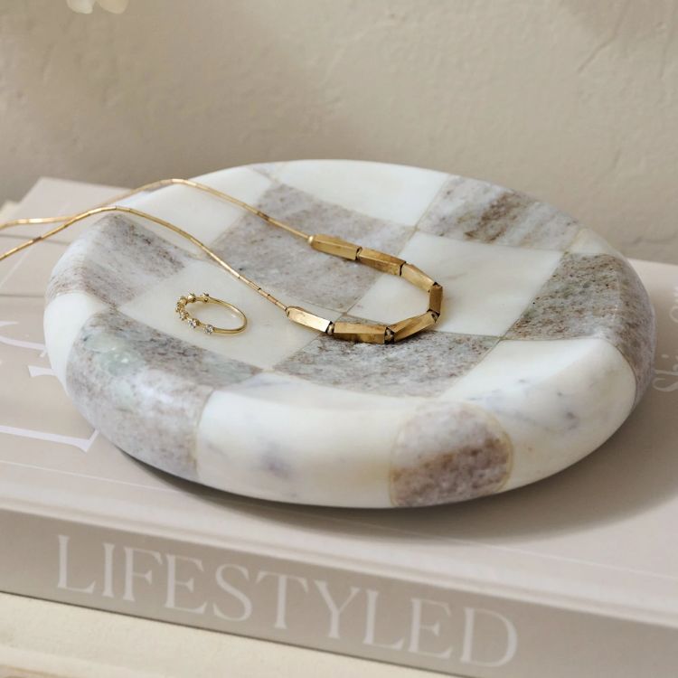 Checkered Marble Trinket Tray