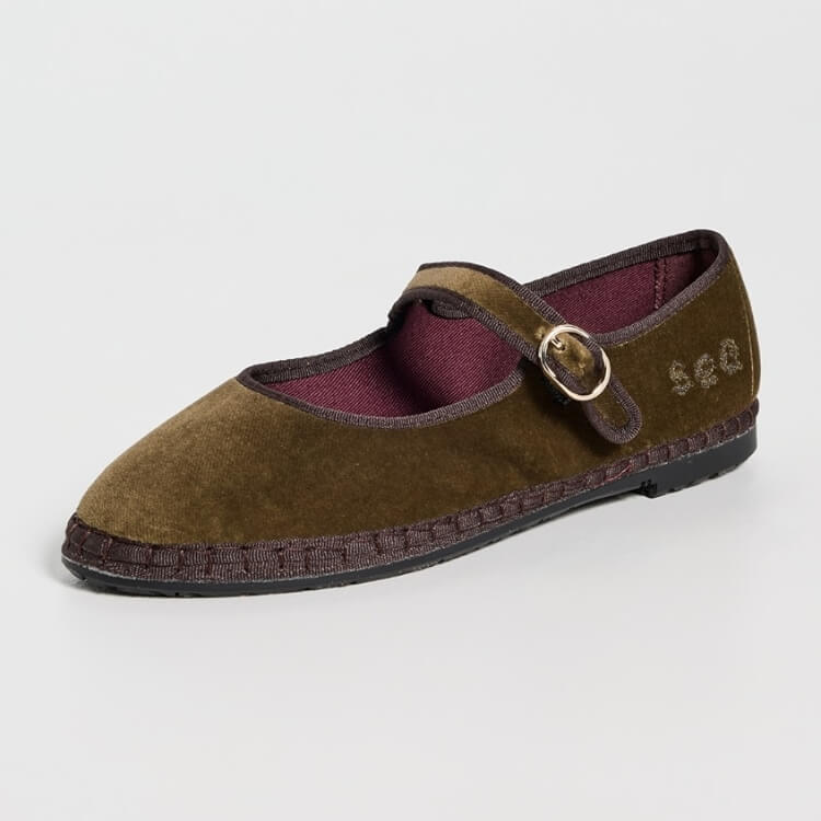 Olive Mary Jane Flats