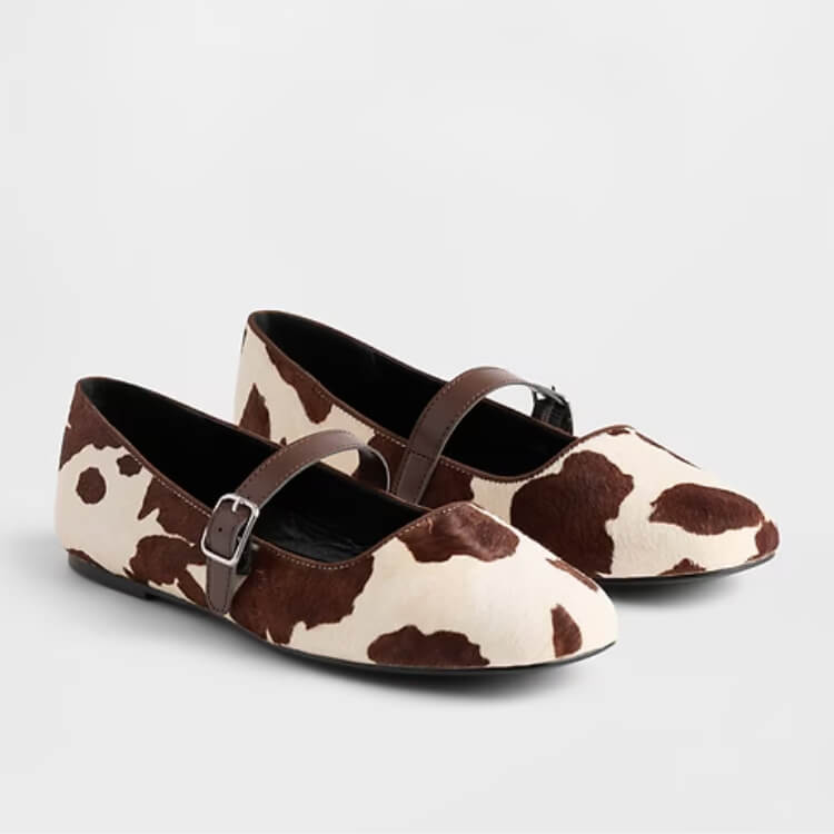 Cow Print Ballet Flats