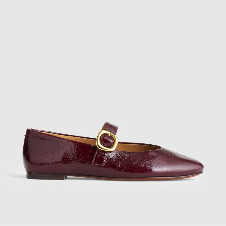 Plum Leather Mary Jane Flat